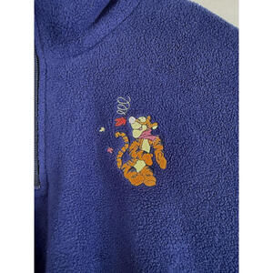 Winnie the Pooh Navy Fleece 1/4 zip Pullover sweater Sz XL Embroidered